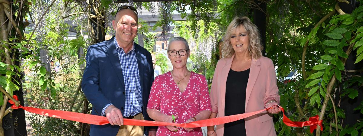 Michael Pollock, Beechill Landscapes, Niki Molloy, Chief Executive, Abbeyfield Belfast & Anita Houston, Landscape Architect at launch of Bell Rotary House's sensory garden