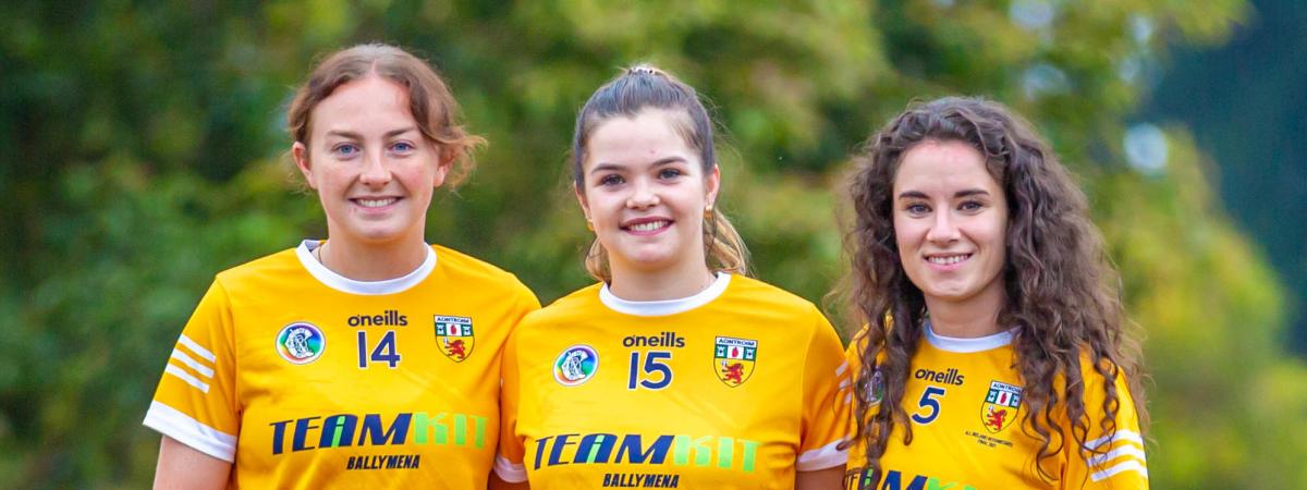 Antrim camogie players Colleen Patterson, Maeve Kelly and Roisin McCormack in Kenya. www.selfhelpafrica.org