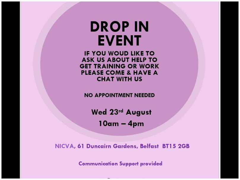 drop in event, 23rd august NICVA