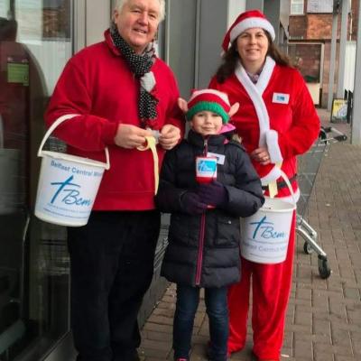 Pictured collecting on Christmas Eve for BCM on the Lisburn Road are Brian Gordon, Hanna Hyland and Reverend Emily Hyland, all of Belfast South Methodist Church