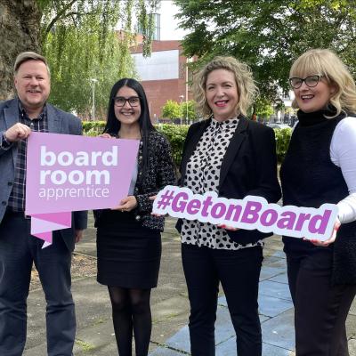 2022 Boardroom Apprentices Craig Service, Alex Deonarine, Clodagh Palmer and Gillian Orr