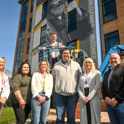 Lord Mayor of Belfast Cllr Ryan Murphy is pictured with Sharon Traynor, Radius Housing; Lisa Hull, Northern Ireland Housing Executive; Tammy Rountree, Connswater; Gordon Crozier, Apex Housing; Jennifer Cuthbert, Radius Housing; and Jonathan McAlpin, East Belfast Enterprise. www.eastbelfast.org.