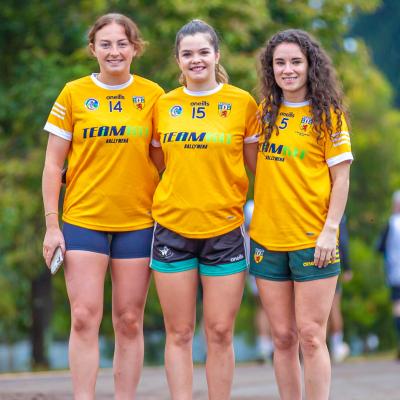 Antrim camogie players Colleen Patterson, Maeve Kelly and Roisin McCormack in Kenya. www.selfhelpafrica.org