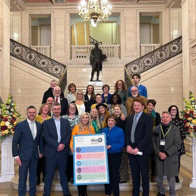MLAs from all the main political parties joined New Script for Mental Health campaigners at Parliament Buildings Stormont to endorse the Give 5 Framework. 